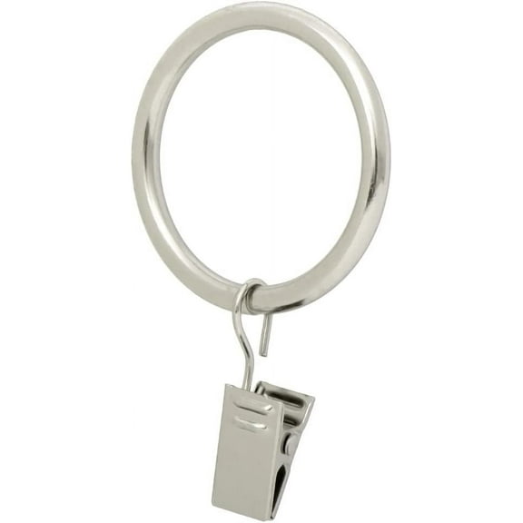 Drapery Curtain Clip Rings - Clips Ring for Curtain Panels 1.7", Set of 14 - Brushed Nickel