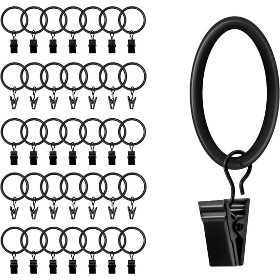 Drapery Curtain Rings with Clips (35, 1.2 Inch)