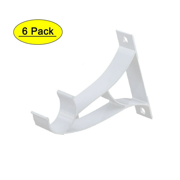 Drapery Curtain Wall mount Single Groove Rod Bracket Holder White 24mm Dia 6pcs