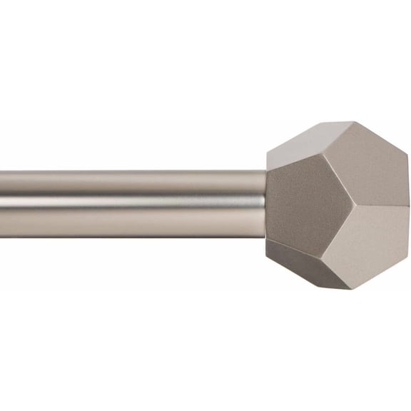Drapery Treatment Window Curtain Rod - Faceted Hexagonal 1 inch Pole. 16 to 28 Inch (Side Rod). Satin Nickel