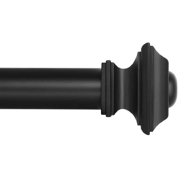 Drapery Treatment Window Curtain Rod - Square Design 1 1/8 Rod. 120 to 240 Inch - Black