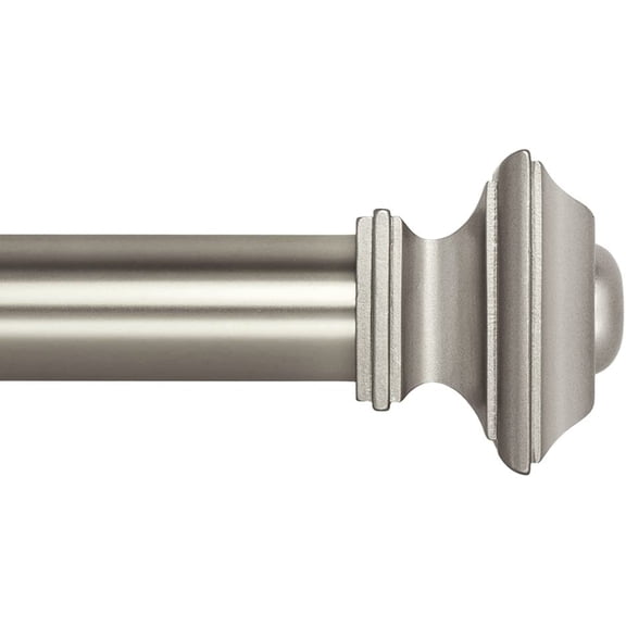 Drapery Treatment Window Curtain Rod - Square Design 1 1/8 Rod. 72 to 144 Inch. Satin Nickel