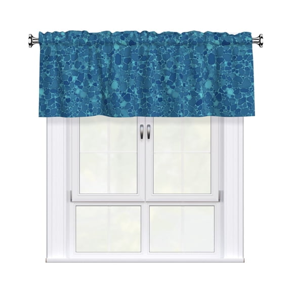 Drapery Wear Rod Short Curtain 54x18in Filter With Light Feature For Easy Installation Rod Free For Bedroom Kitchen Bathroom\r\n Animal Skin Print Style Darkturquoise_4