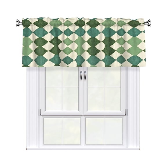 Drapery Wear Rod Short Curtain 54x18in Filter With Light Feature For Easy Installation Rod Free For Bedroom Kitchen Bathroom\r\n Lightseagreen Colorful Houndstooth_2