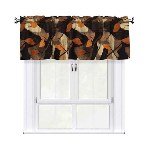 Drapery Wear Rod Short Curtain 54x18in Filter With Light Feature For Easy Installation Rod Free For Bedroom Kitchen Bathroom\r\n Plaid Fall Camo Brown_3
