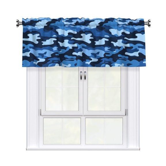 Drapery Wear Rod Short Curtain 54x18in Filter With Light Feature For Easy Installation Rod Free For Bedroom Kitchen Bathroom
Vector Camouflage Pattern Blue_1