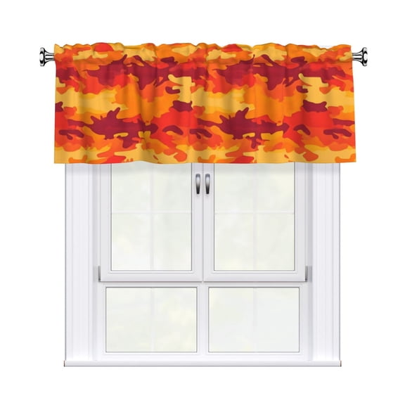 Drapery Wear Rod Short Curtain 54x18in Filter With Light Feature For Easy Installation Rod Free For Bedroom Kitchen Bathroom
Vector Camouflage Pattern Orange Red_4