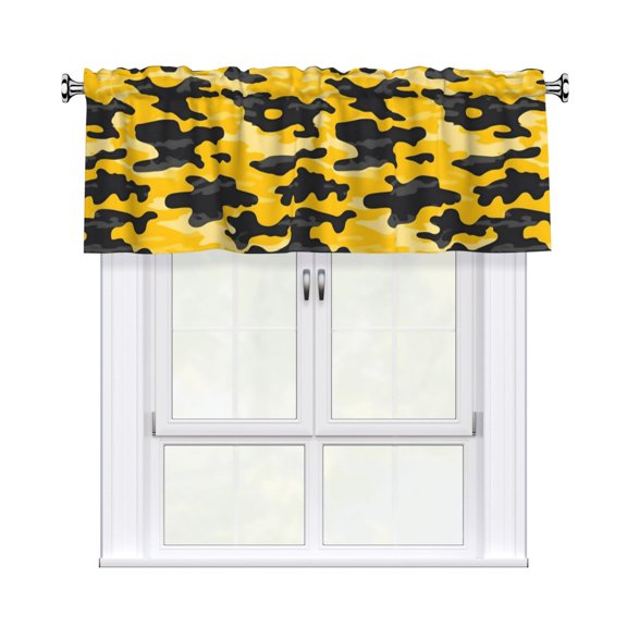 Drapery Wear Rod Short Curtain 54x18in Filter With Light Feature For Easy Installation Rod Free For Bedroom Kitchen Bathroom
Vector Camouflage Pattern Yellow_3