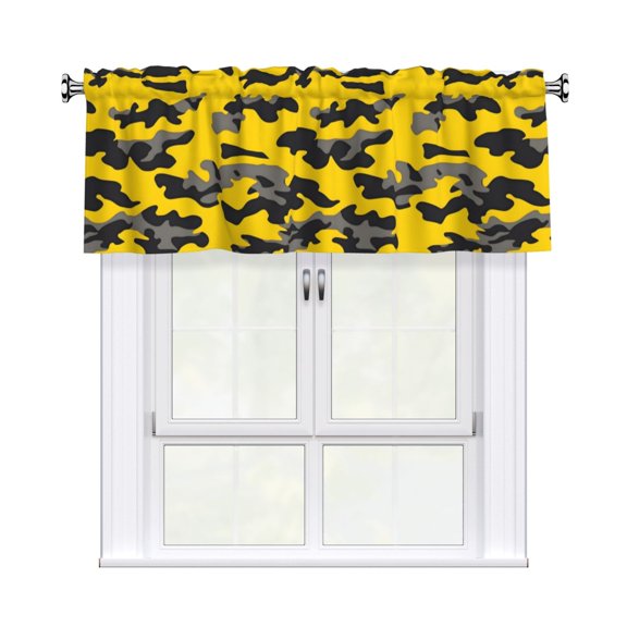 Drapery Wear Rod Short Curtain 54x18in Filter With Light Feature For Easy Installation Rod Free For Bedroom Kitchen Bathroom
Vector Camouflage Pattern Yellow_1