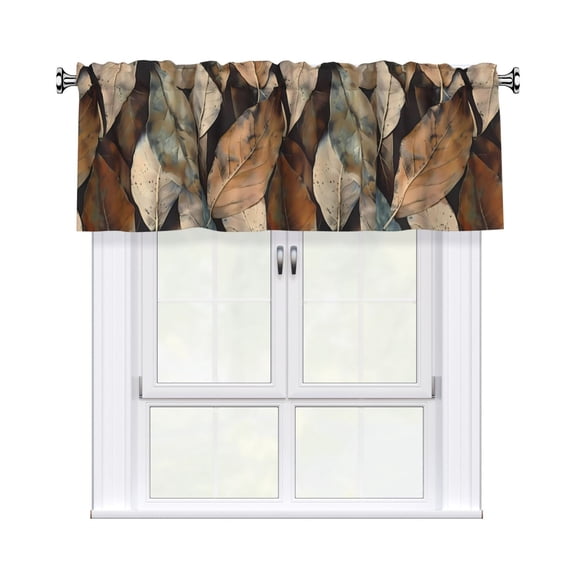 Drapery Wear Rod Short Curtain 54x18in Filter With Light Feature For Easy Installation Rod Free For Bedroom Kitchen Bathroom\r\n Abstract Leaves (2)