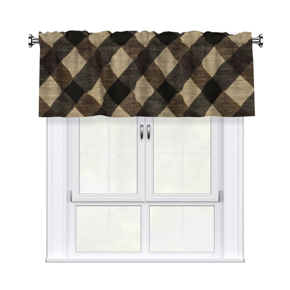 Drapery Wear Rod Short Curtain 54x18in Filter With Light Feature For Easy Installation Rod Free For Bedroom Kitchen Bathroom\r\n Argyle Plaid Khaki_3