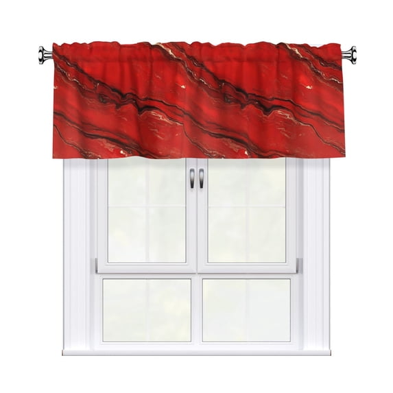 Drapery Wear Rod Short Curtain 54x18in Filter With Light Feature For Easy Installation Rod Free For Bedroom Kitchen Bathroom\r\n Red Marble_2