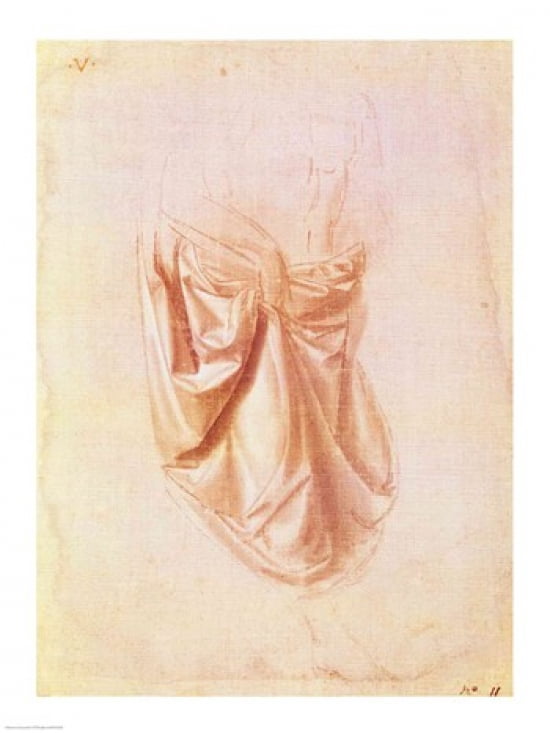 Drapery study Canvas Art - Leonardo Da Vinci (18 x 24)