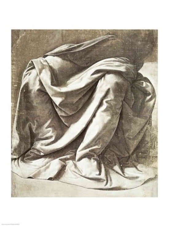 Drapery study for a Seated Figure Canvas Art - Leonardo Da Vinci (24 x 36)
