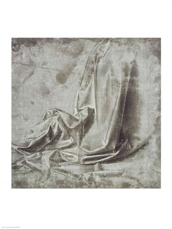 Drapery study for a kneeling figure in Profil Perdu Canvas Art - Leonardo Da Vinci (18 x 24)