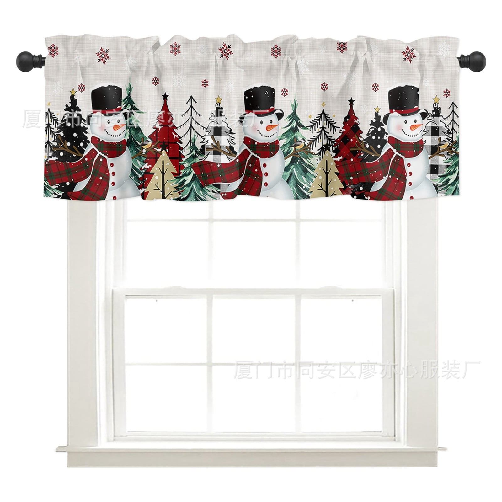 Drapes Red Christmas Tree Snowman Snowflake Christmas Adjustable