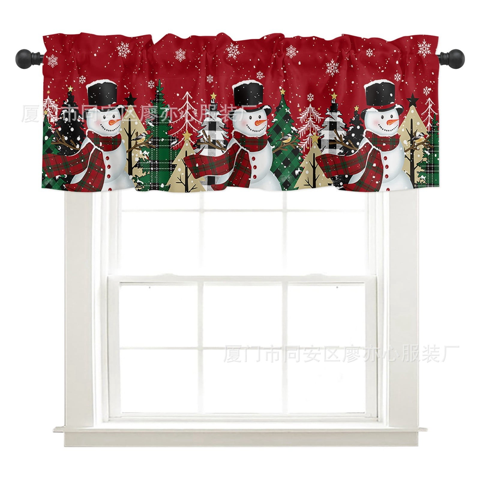 Drapes Red Christmas Tree Snowman Snowflake Christmas Adjustable