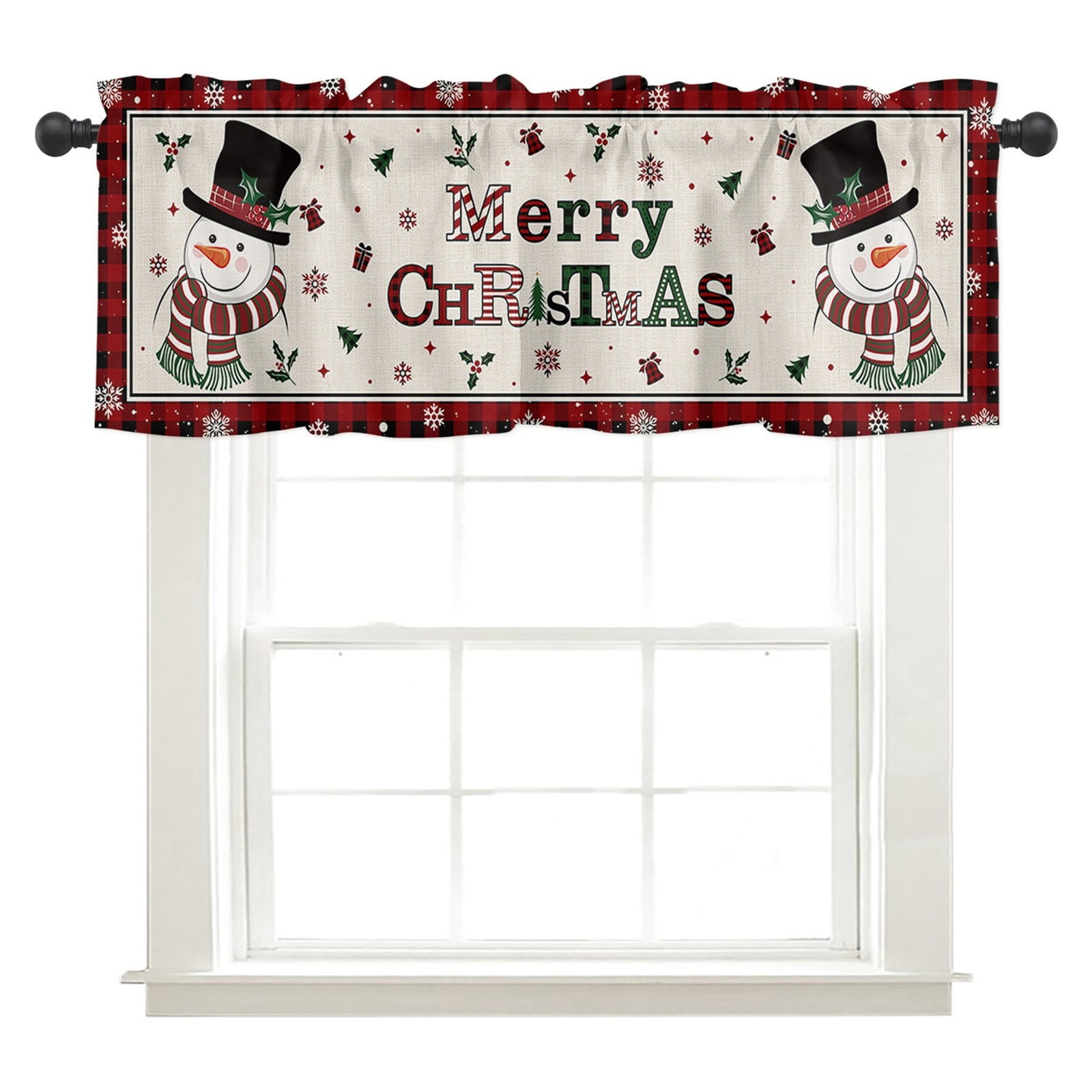 Drapes Red Christmas Tree Snowman Snowflake Christmas Adjustable