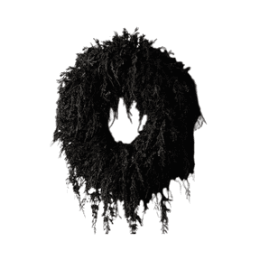 Drapey Faux Cedar Wreath, Black Gothic Spooky Artificial Foliage Wreath for Front Door, Halloween Farmhouse Wall Window Home Decor
