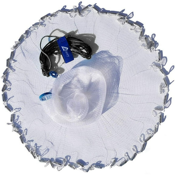 Drasry Fishing Cast Net 3/8 Mesh 8FT Bait Trap Fish Throw Nets Monofilament Line