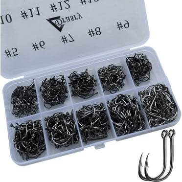Drasry Fishing Hooks Set High Carbon Steel Jig Bait Sharp Fish Hook 500Pcs #5 to #14