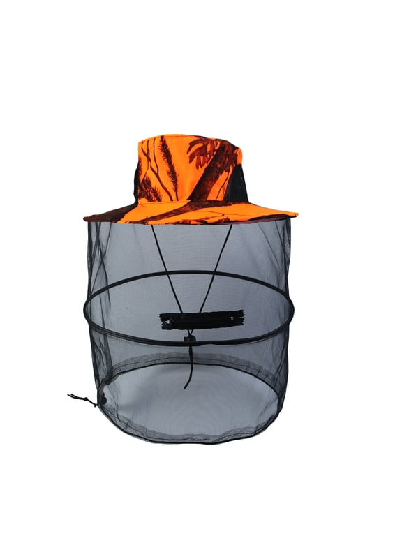 Fishing Hunting Net Hat Mosquito Bees Garden Hats(Orange)