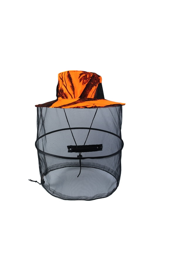 Fishing Hunting Net Hat Mosquito Bees Garden Hats(Orange)