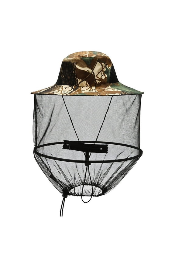 Fishing Hunting Net Hat Mosquito Bees Garden Hats(Brown)
