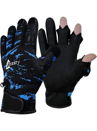 Drasry Touchscreen Fishing Gloves Two-Finger Cut Suitable for 46℉ to 86℉  Neoprene Reinforced Non-Slip Waterproof Gloves for Fly Fishing Photography