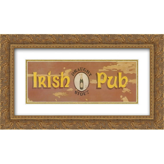 Draught Stout Irish Pub 2x Matted 24x12 Gold Ornate Framed Art Print by David Marrocco