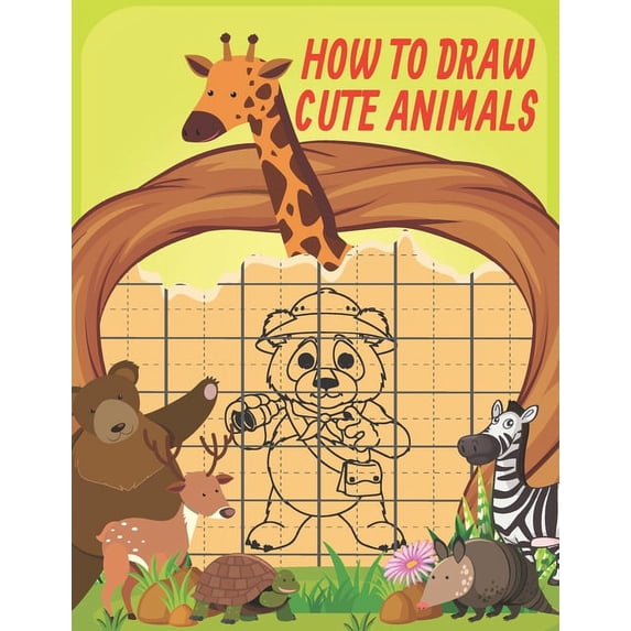 How To Draw Cute Animals: Cute Animals Drawing Grid Activity Book for ...