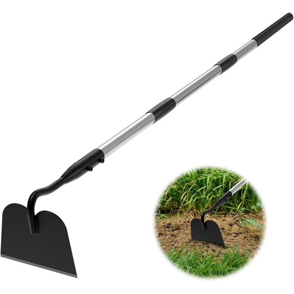 Draw Hoe Garden Tool, Heavy Duty Hoes for Weeding Long Handle, Easy Stand Up Scraping Weeder Tool Garden, 5.5 FT Adjustable Weed with 6-inch Wide Welded Blade