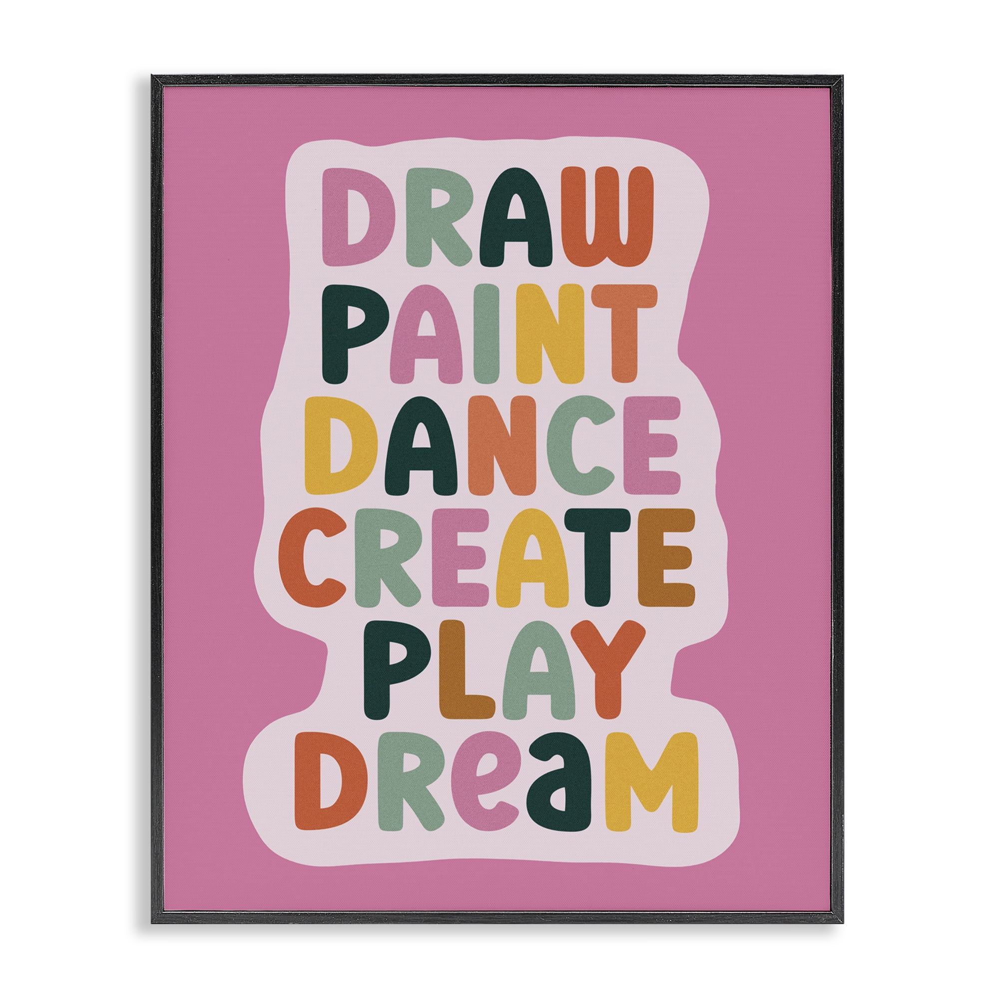 Draw Paint Dance Create Black Framed Giclee Art, design by Julia Frost