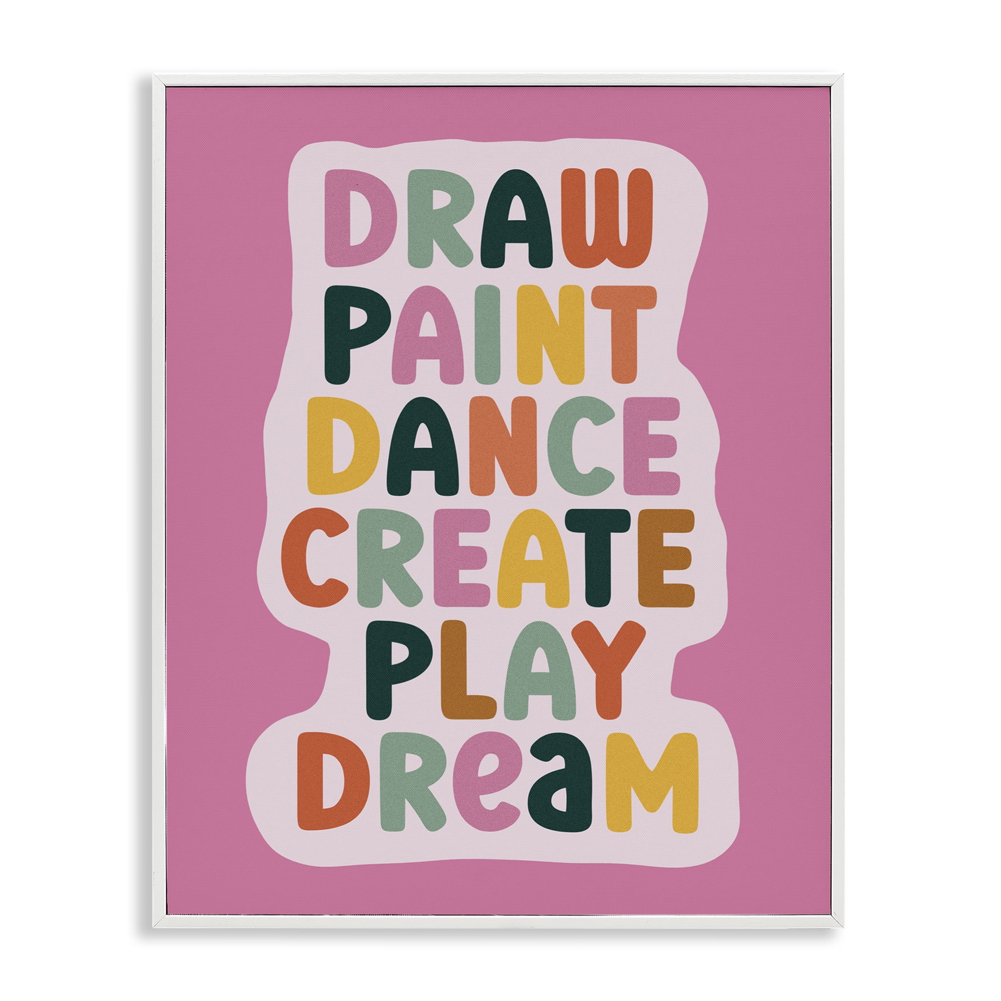 Draw Paint Dance Create White Framed Giclee Art, design by Julia Frost