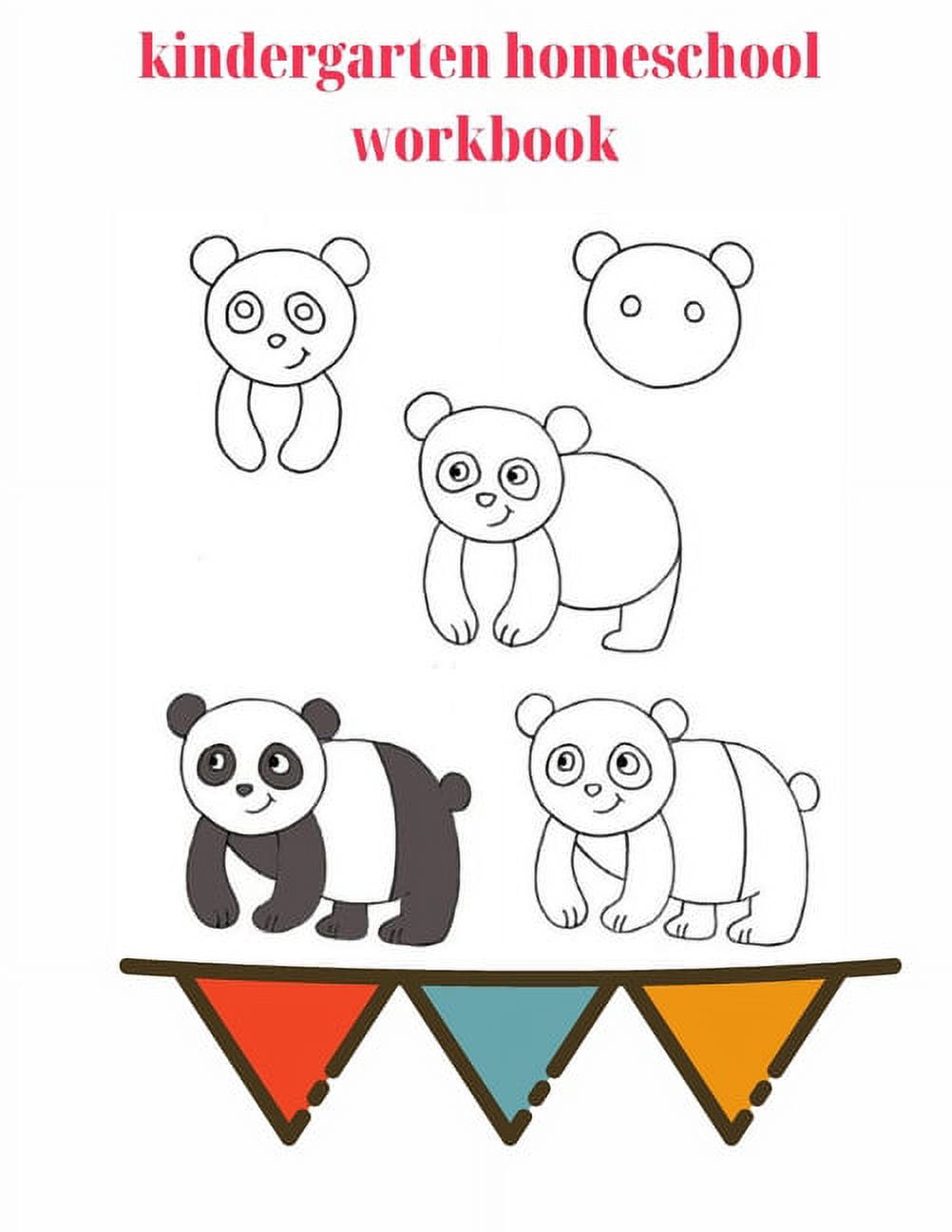 Draw Panda In Just Five steps.Kindergarten Homeschool Workbook: Learn ...