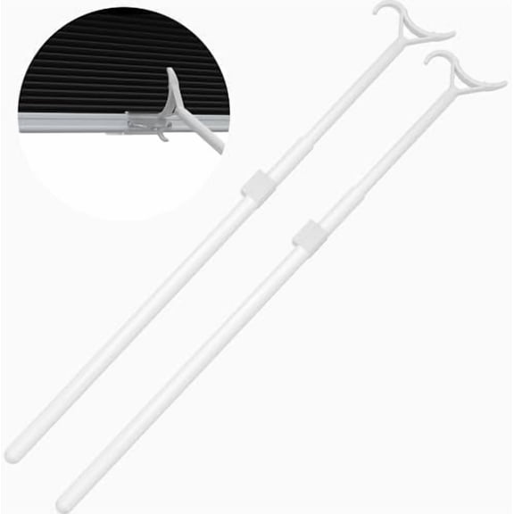 Draw Rod for Cordless Window Shades & Blinds - Roller, Zebra, Cellular Aluminum Rod, Easy Pull, 2Pack, White