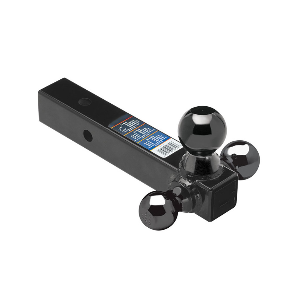 Draw-Tite Trailer Hitch | Tri Ball Mount | 2in Square Solid Shank | w/ Black 1-7/8in | 2in & 2-5/16in Balls | Black Powder Coat