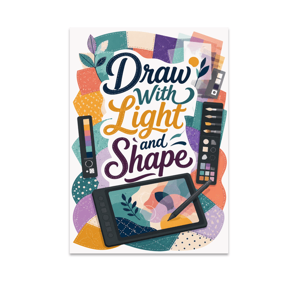Draw With Light and Shape Wall Art - Digital Illustration Enthusiast - 13x19 Poster Print