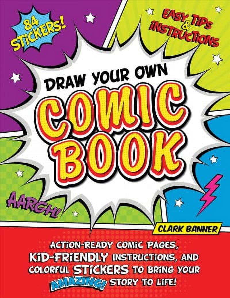Made By Me Make Your Own Comic Book Storytelling Kit for Kids, 15-Page,  Hardcover, How-to Draw Instructional Guide, Comic Inspired Stickers &  Stamp