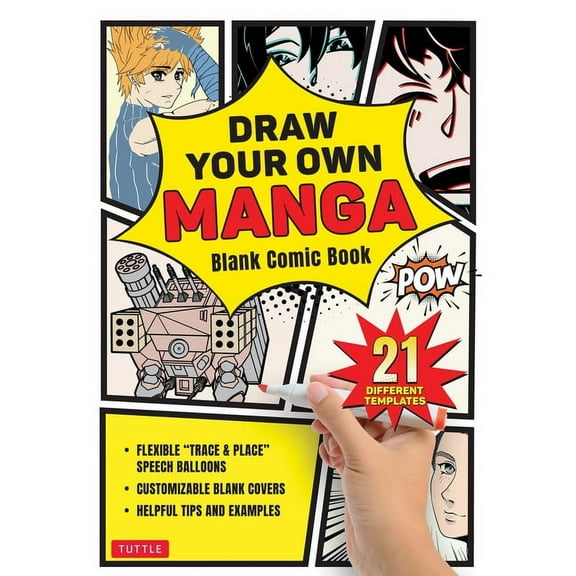 Draw Your Own Manga: Blank Comic Book (with 21 Different Templates), (Paperback)