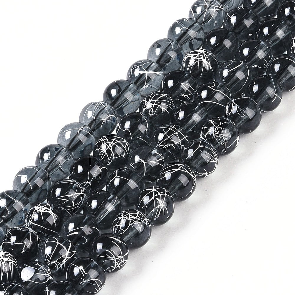 Drawbench Transparent Glass Beads Strands Spray Painted Round Gray 8mm Hole: 1.3~1.6mm 31.4 inch