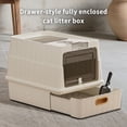 thumbnail image 1 of Drawer Style Fully Enclosed Cat Litter Box with Scoop, Covered Cat Litter Pan with Drawer for Small Medium Large Cats, Odor Control Kitty Toilet, 1 of 5