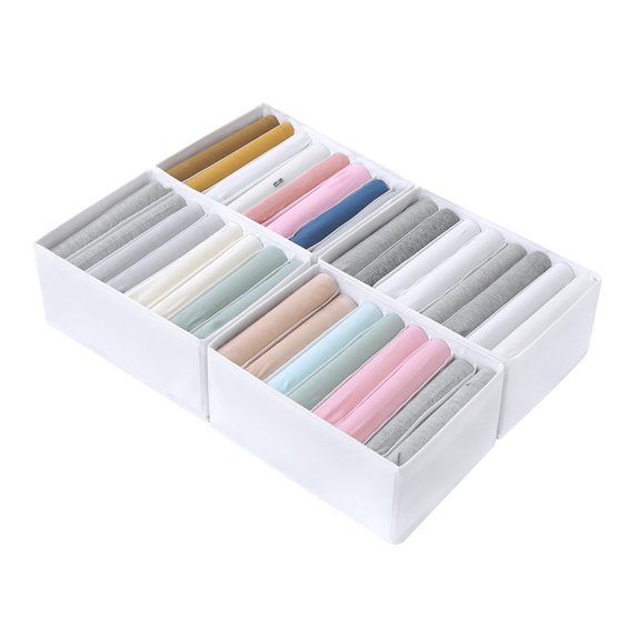 Drawer Closet Organizer Boxes, White Tall, 4 Pack, For Clothing Storage