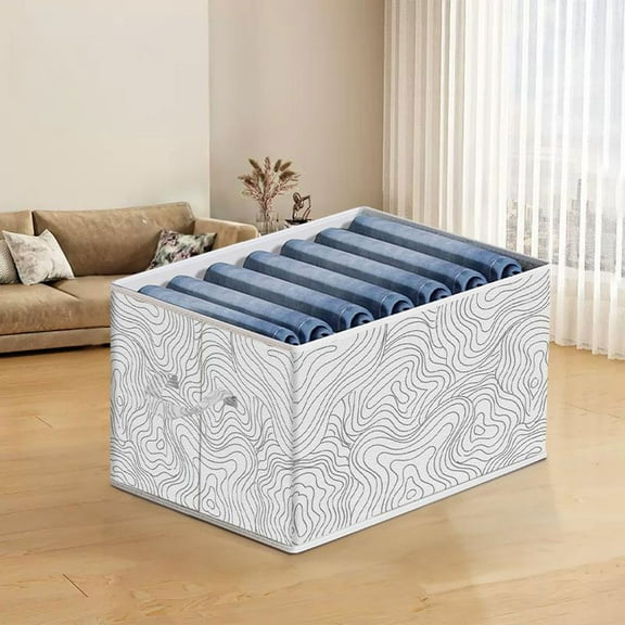 Drawer Clothes Storage Box with Pull-Out Design and Stackable Structure, Portable Underwear Pants Organizer – Printed Closet Divider for Socks Bras Small Items Bedroom Dresser
