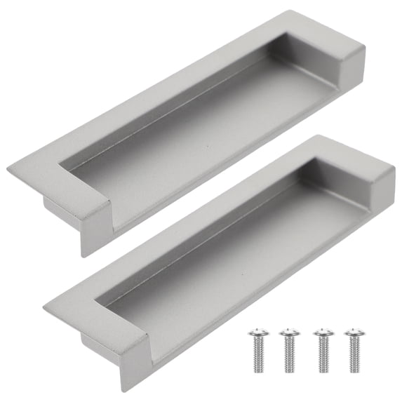 Drawer Concealed Handle Pulls Black Door Knobs Furniture Accessory 2 Pcs Wardrobe Zinc Alloy Modern