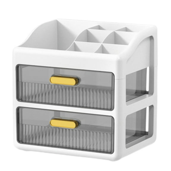 Drawer Desktop Storage Box | Multi-tier Plastic Organizer with Transparent Drawers | Office Desk Stationery & Cosmetics Organizer Cabinet | 21x16x23cm Space-Saving Design