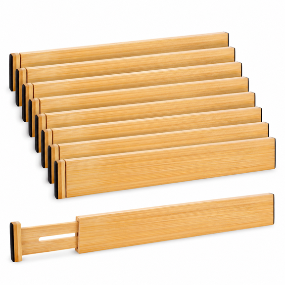 Drawer Divider Adjustable Kitchen Organizer Spring Loaded Dresser Separators For Bathroom Clothes Office Desk Stor(8 Pack Large)
