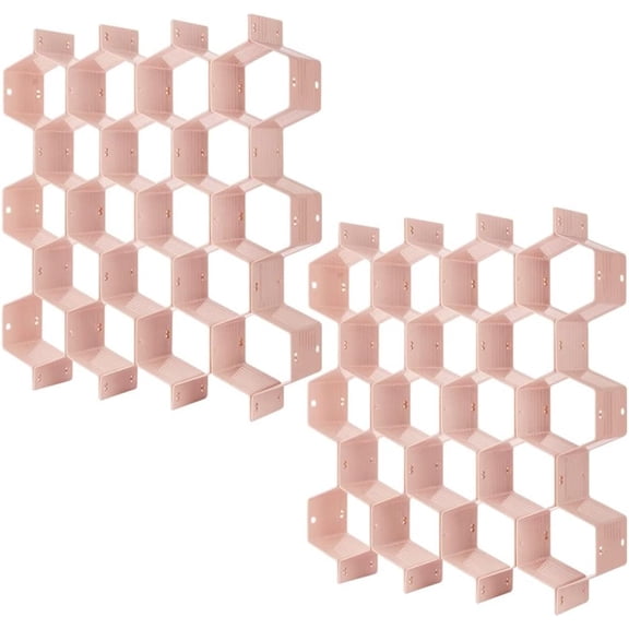 Drawer Divider Organizer Adjustable DIY Grid Honeycomb Drawer Divider for Underwear Belt Scarf Socks Pink 2 Pack