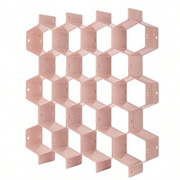 Drawer Divider Organizer Adjustable DIY Grid Honeycomb Drawer Divider for Underwear Belt Scarf Socks Pink