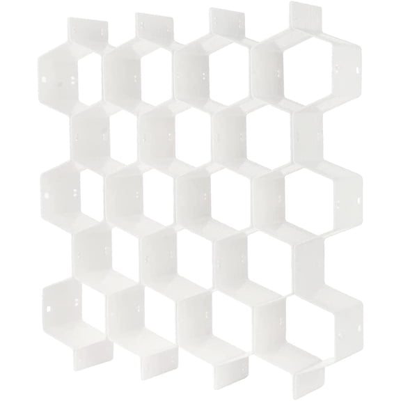 Drawer Divider Organizer Adjustable DIY Grid Honeycomb Drawer Divider for Underwear Belt Scarf Socks White